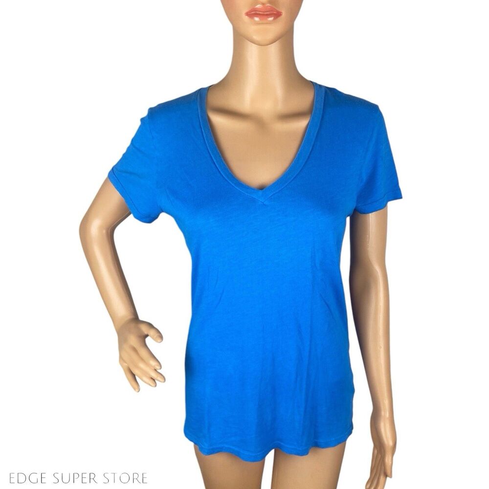 Anthropologie Sundry Royal Blue Pima Cotton The French VNeck Top Tshirt Size 2